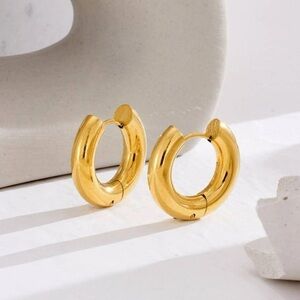 316L Stainless Steel Simple Earrings Vintage Chunky Trendy Hoop Earrings